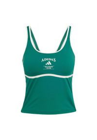 Adidas - Biustonosz Heritage Tank Top With Integrated Low-Support. Kolor: biały, zielony, wielokolorowy. Materiał: materiał. Długość rękawa: bez rękawów. Technologia: ClimaCool (Adidas)