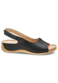 Czarne Sandały Armodo Płaskie Obuwie Damskie. Okazja: na co dzień. Zapięcie: rzepy. Kolor: czarny. Materiał: skóra. Sezon: lato. Styl: casual, klasyczny, elegancki #2