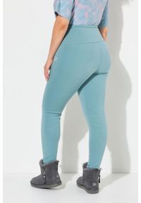 ULLA POPKEN - Damskie Legginsy sztuczne futerko od wewnątrz bardzo ciepłe wysoki stan. Stan: podwyższony. Kolekcja: plus size. Kolor: zielony. Materiał: bawełna, elastan, poliester, materiał. Sport: turystyka piesza