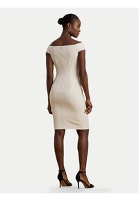 Lauren Ralph Lauren - LAUREN RALPH LAUREN Sukienka koktajlowa 253936389003 Écru Slim Fit. Materiał: syntetyk. Styl: wizytowy #5