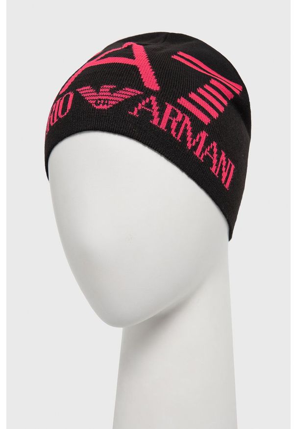 EA7 Emporio Armani - Czapka. Kolor: różowy. Materiał: dzianina