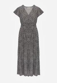 Renee - Czarna Rozkloszowana Sukienka Maxi z Plisowanym Dołem i Gumką w Pasie Horia. Typ kołnierza: dekolt kopertowy. Kolor: czarny. Sezon: wiosna, lato. Typ sukienki: kopertowe. Długość: maxi #8