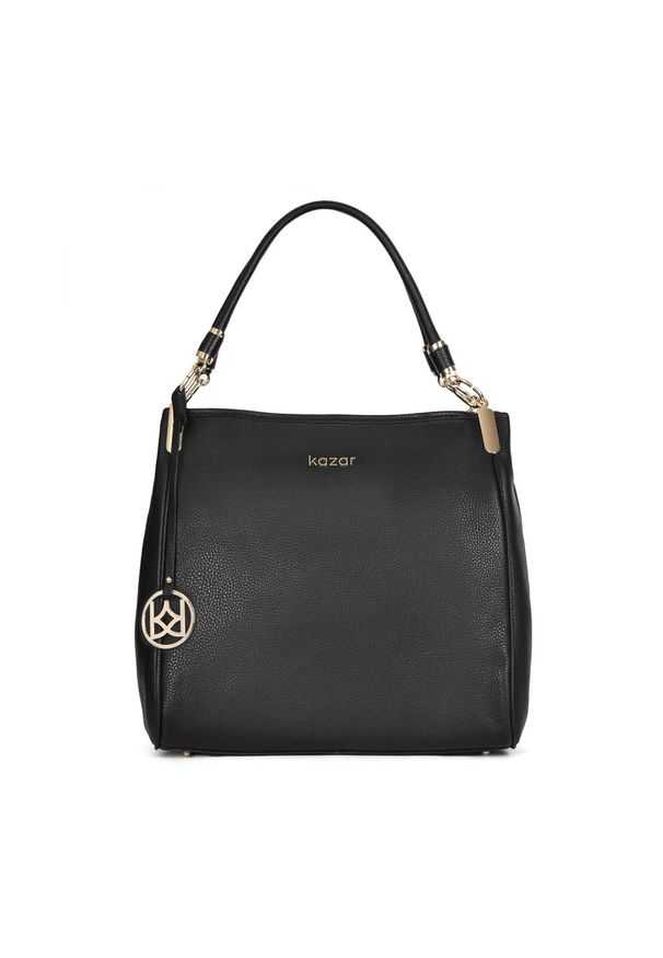 Kazar - Czarna torebka damska. Kolor: czarny. Materiał: skórzane. Styl: elegancki