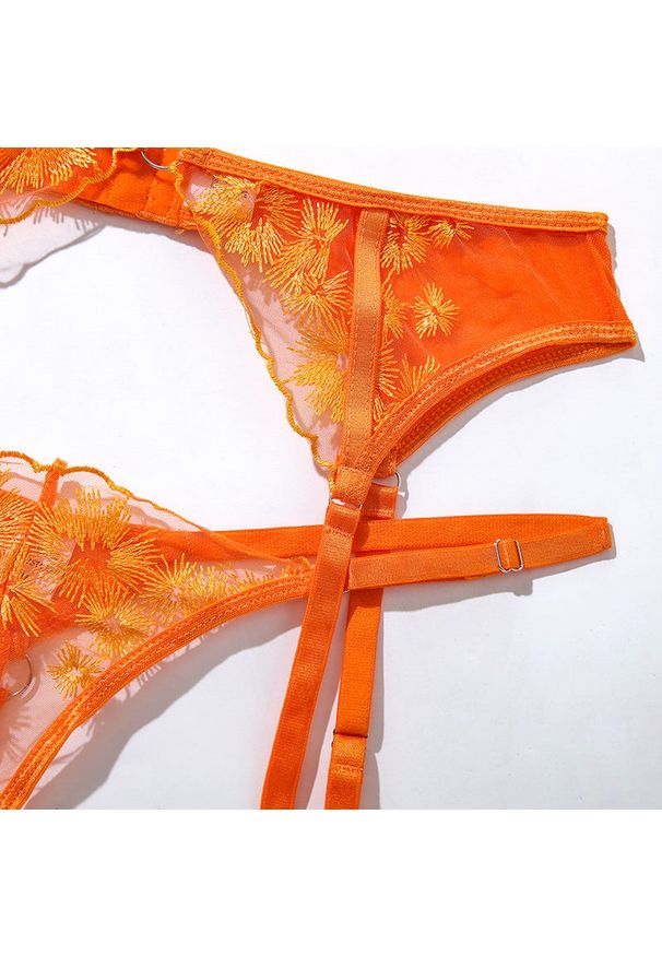 Intica - Komplet bielizny z delikatnych materiałów na romantyczne wieczory Katyusha. Kolor: pomarańczowy. Materiał: materiał