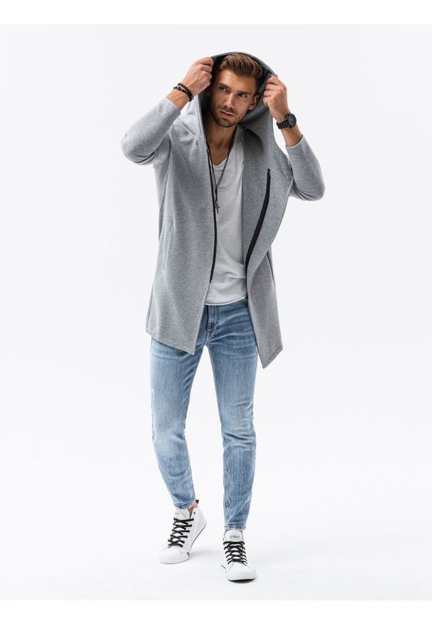 Szara bluza Ombre Clothing z kapturem, klasyczna