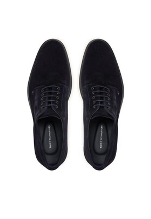 TOMMY HILFIGER - Tommy Hilfiger Półbuty Corporate Derby FM0FM05582 Granatowy. Kolor: niebieski. Materiał: skóra, zamsz