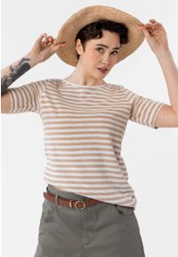 Volcano - Koszulka w paski, bawełna organiczna, TM-DAVI. Okazja: na co dzień. Materiał: bawełna. Długość rękawa: krótki rękaw. Długość: krótkie. Wzór: paski. Styl: casual, klasyczny #1