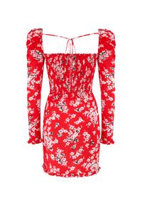 SELF LOVE - Czerwona sukienka Veracruz. Kolor: czerwony. Materiał: wiskoza. Wzór: kwiaty. Długość: mini #2