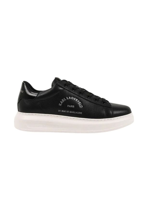 Karl Lagerfeld - KARL LAGERFELD Czarne sneakersy męskie KAPRI Maison Karl Tumble, Rozmiar 43. Okazja: na co dzień. Kolor: czarny. Materiał: skóra. Wzór: aplikacja