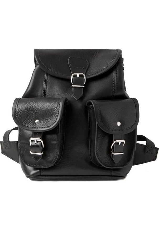 Belveder Mały plecak skórzany damski czarny BR21. Kolor: czarny. Materiał: skóra