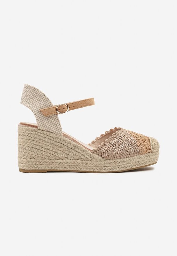 Renee - Brązowe Sandały Typu Espadryle na Koturnie z Plecionki Annivane. Okazja: na spotkanie biznesowe, do pracy, na spacer. Nosek buta: okrągły. Zapięcie: pasek. Kolor: brązowy. Wzór: kwiaty. Sezon: lato, wiosna. Obcas: na koturnie. Styl: biznesowy, elegancki