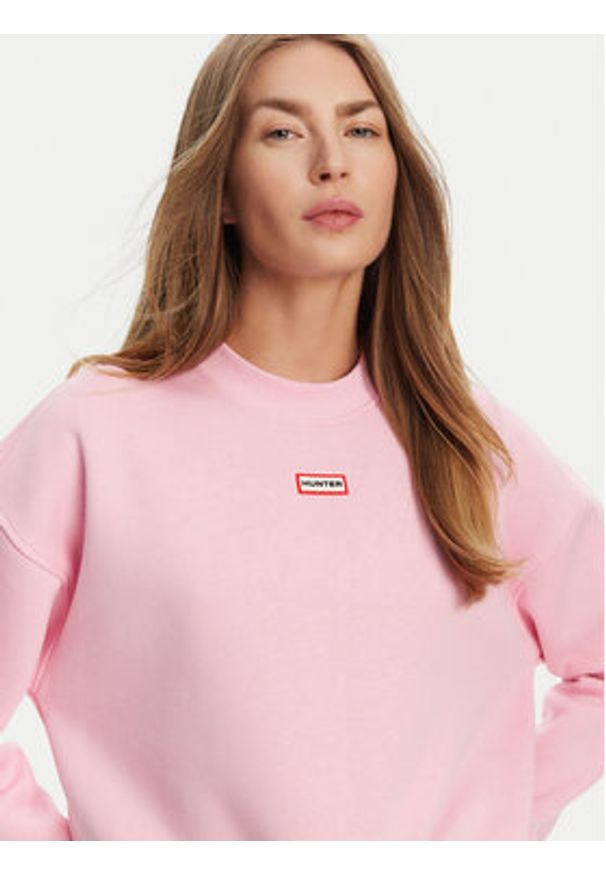 Hunter Bluza Tina HARW0042242 Różowy Cropped Fit. Kolor: różowy. Materiał: bawełna