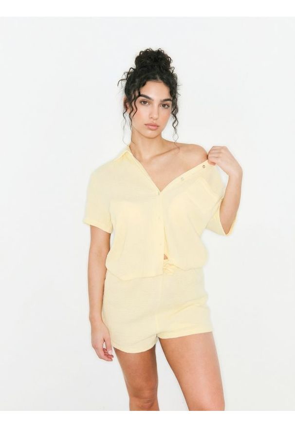 Sinsay - Bawełniana piżama dwuczęściowa - żółty. Kolor: żółty. Materiał: bawełna