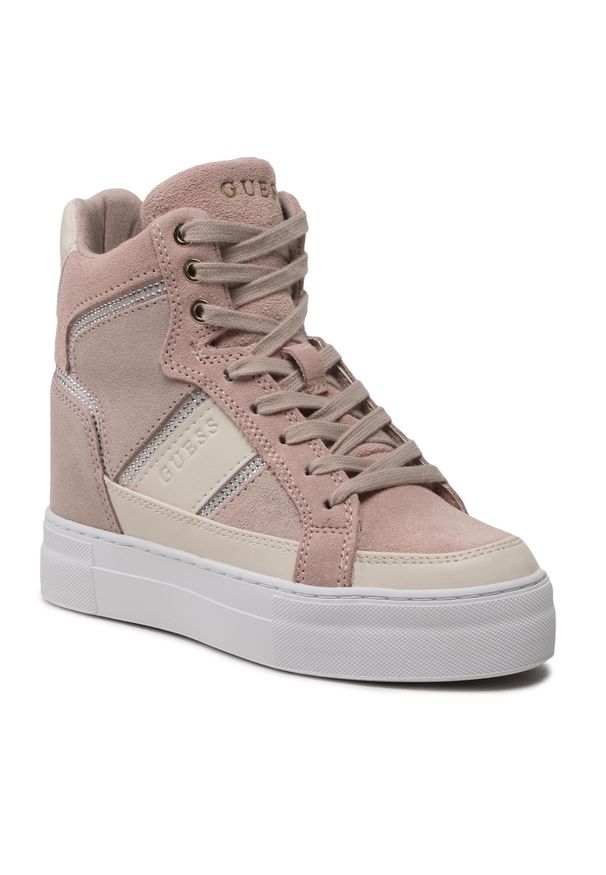 Sneakersy Guess FL5GI2 SUE12 SAND. Kolor: różowy. Materiał: zamsz, skóra