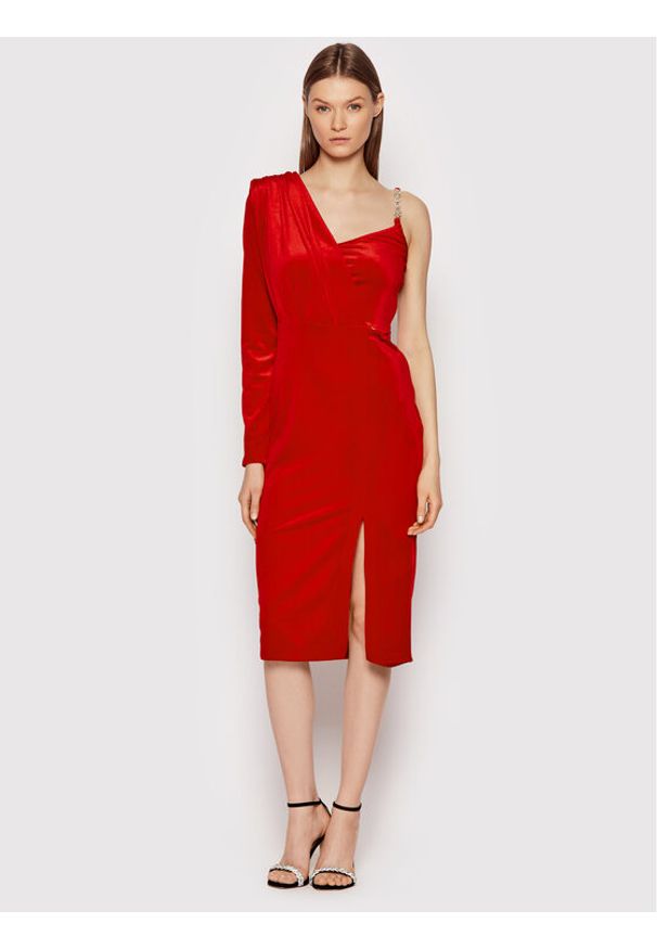 Rinascimento Sukienka koktajlowa CFC0106681003 Czerwony Slim Fit. Kolor: czerwony. Materiał: syntetyk. Styl: wizytowy