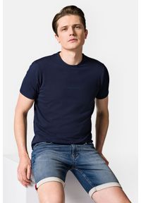 Lancerto - Koszulka Granatowa z Bawełną Steph. Kolor: niebieski. Materiał: elastan, bawełna
