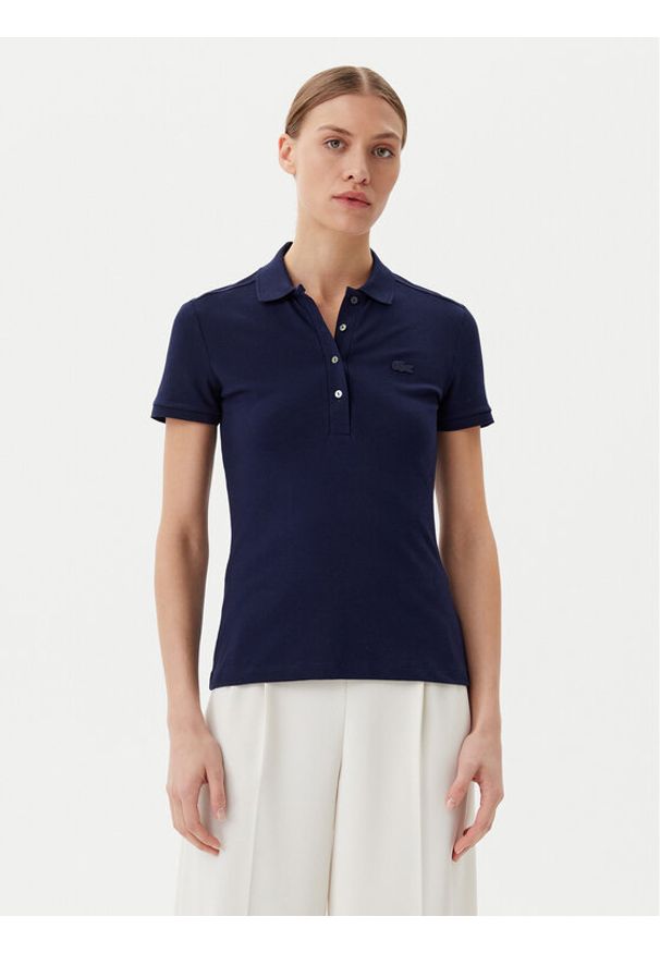 Lacoste Polo PF5462 Granatowy Slim Fit. Typ kołnierza: polo. Kolor: niebieski. Materiał: bawełna