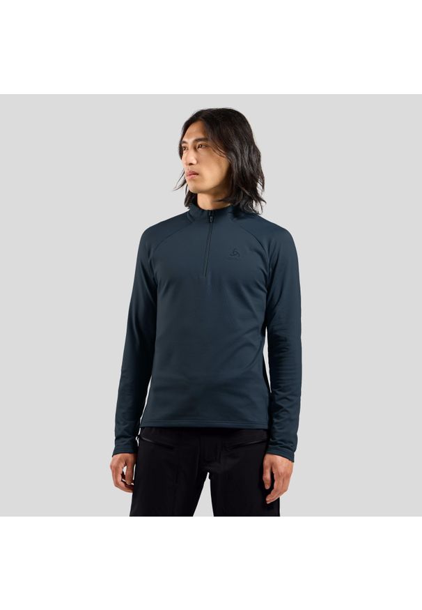 Odlo - Bluza techniczna męska ODLO Essential Light Mid Layer z krótkim zamkiem. Kolor: niebieski. Długość: krótkie