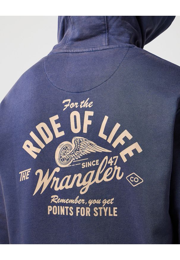 Wrangler - WRANGLER MĘSKA BLUZA Z KAPTUREM WRANGLER AMERICANA HOODIE NAVY 112362777. Typ kołnierza: kaptur