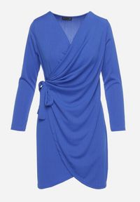Born2be - Granatowa Sukienka Kopertowa Mini Wiązana w Pasie Icona. Kolor: niebieski. Typ sukienki: kopertowe. Styl: elegancki. Długość: mini #5