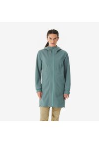 quechua - Kurtka turystyczna damska długa Quechua MH100. Kolor: zielony. Materiał: poliester, materiał. Długość: długie. Sport: turystyka piesza #1