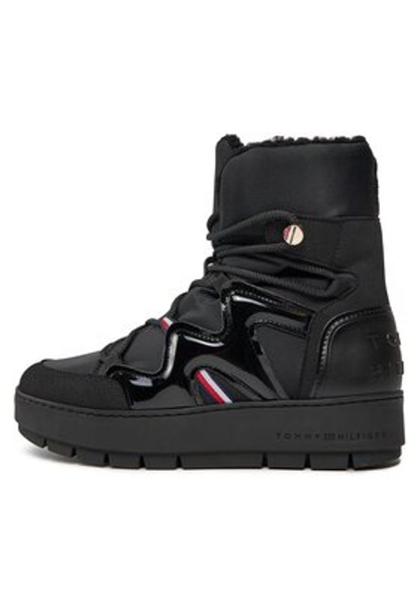 TOMMY HILFIGER - Tommy Hilfiger Śniegowce Patent Snowboot FW0FW07852 Czarny. Kolor: czarny. Materiał: skóra