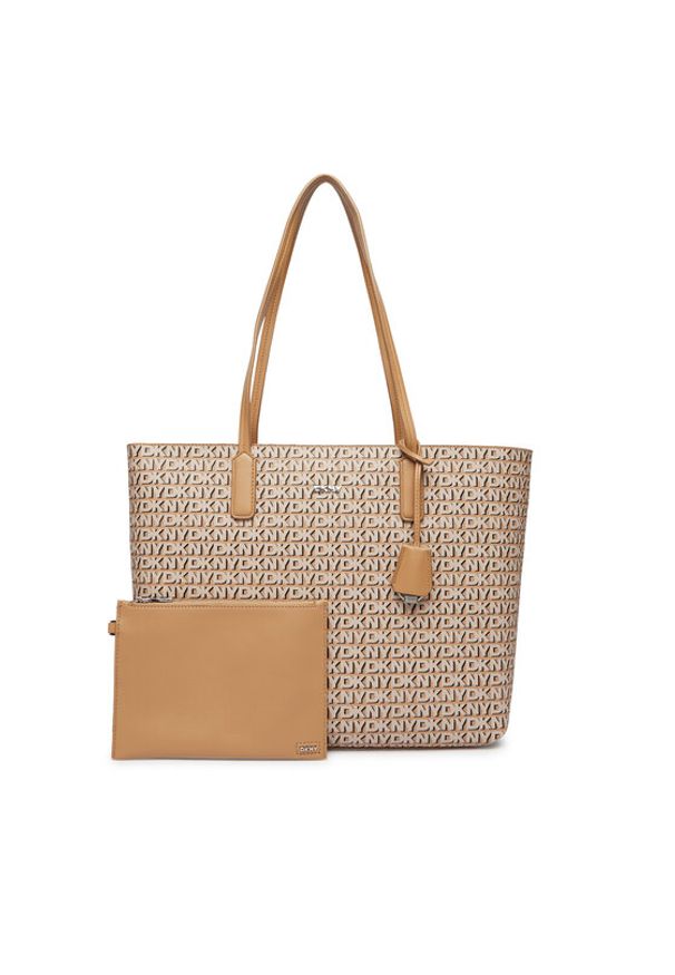 DKNY Torebka Saige Ew Tz Tote R52A5I42 Beżowy. Kolor: beżowy. Materiał: skórzane