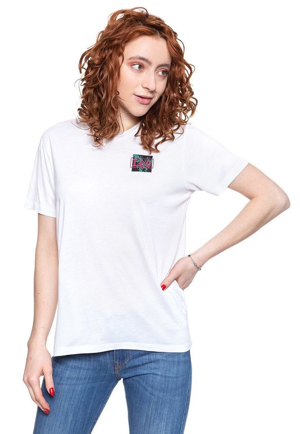 Lee - LEE RELAXED FIT TEE DAMSKI T-SHIRT KOSZULKA LOGO BRIGHT WHITE L40CBWLJ 112108494