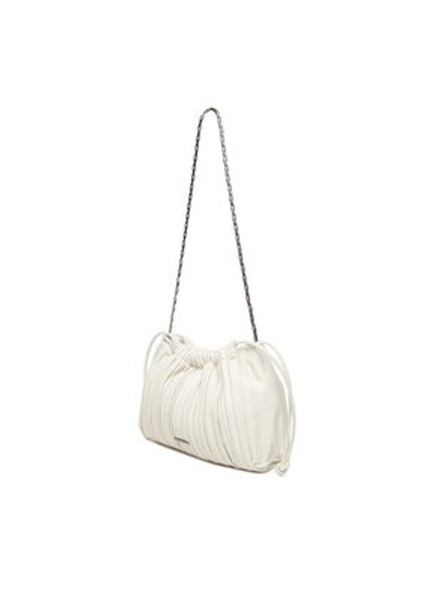 Calvin Klein Torebka Drawstring Plisse Crossbody LV04F3076G Biały. Kolor: biały. Materiał: skórzane