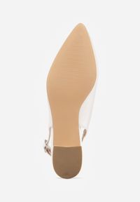 Renee - Białe Sandały Vices na Słupku Slingback ze Skórzaną Wkładką Ciaravien. Okazja: na co dzień. Zapięcie: sprzączka. Kolor: biały. Materiał: skóra. Obcas: na słupku. Styl: elegancki, klasyczny, casual #7