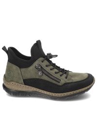 Zielone Botki Rieker Wsuwane Obuwie Damskie Antistress. Okazja: na co dzień. Zapięcie: bez zapięcia. Kolor: zielony. Materiał: materiał. Styl: casual #5