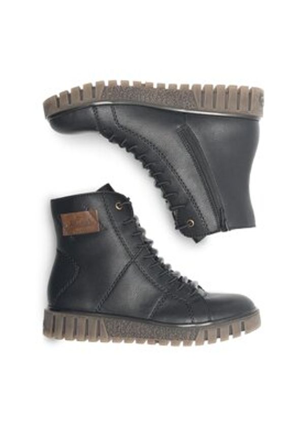 Rieker Trzewiki Y3421-00 Czarny. Kolor: czarny. Materiał: skóra