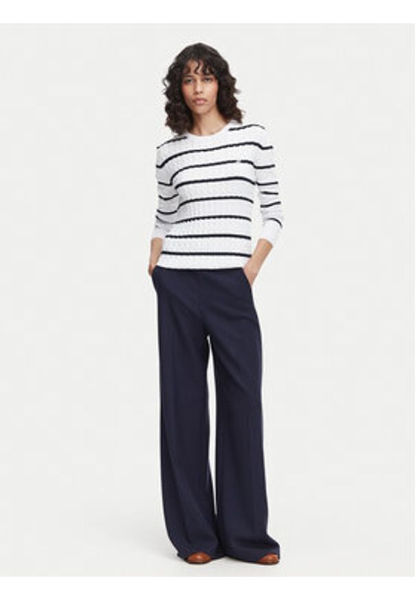Beverly Hills Polo Club Sweter P-SS26W-M6565 Biały Regular Fit. Typ kołnierza: polo. Kolor: biały. Materiał: bawełna