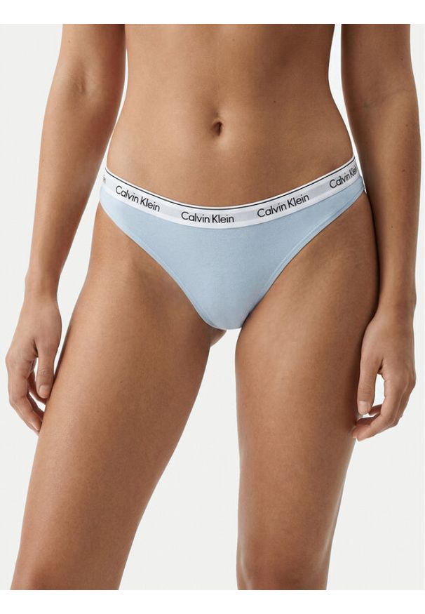 Calvin Klein Underwear Stringi 000QD5043E Błękitny. Kolor: niebieski. Materiał: bawełna