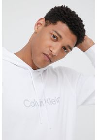 Calvin Klein Performance bluza dresowa męska kolor biały z kapturem z nadrukiem. Typ kołnierza: kaptur. Kolor: biały. Materiał: dresówka. Wzór: nadruk #5