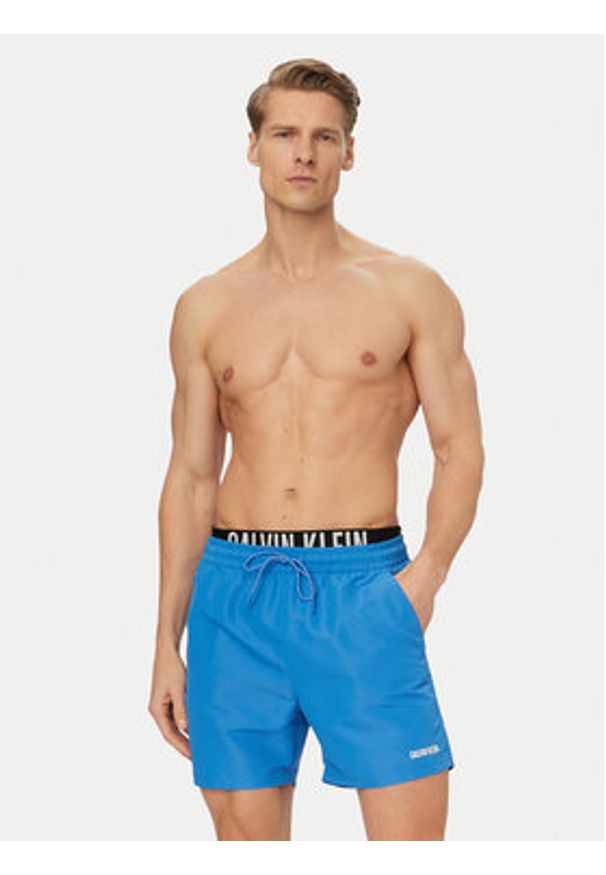Calvin Klein Swimwear Szorty kąpielowe LV00N61015 Niebieski Regular Fit. Kolor: niebieski. Materiał: syntetyk