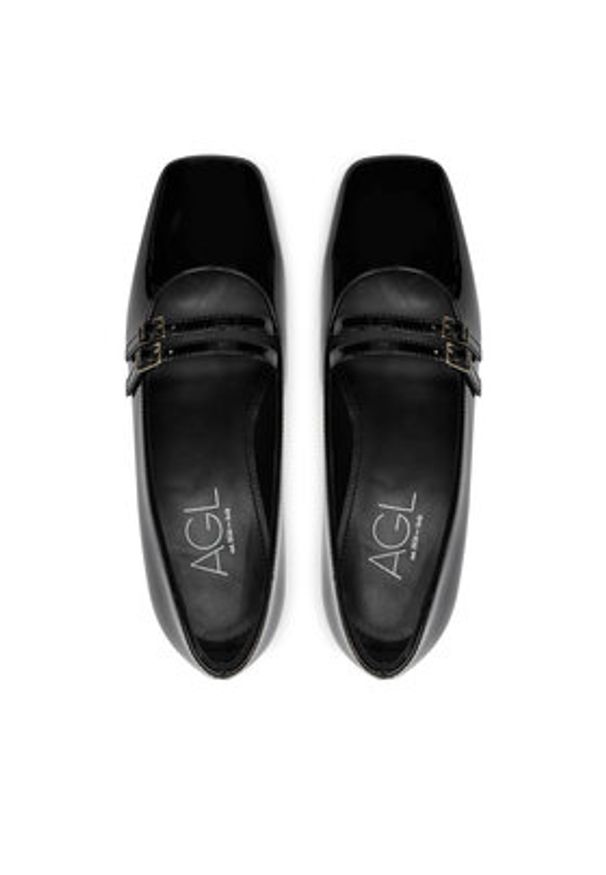 AGL Czółenka Angie Mary Jane D169008PCMOON.0000 Czarny. Kolor: czarny. Materiał: lakier, skóra