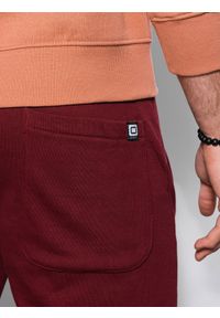 Ombre Clothing - Spodnie męskie dresowe bez ściągacza na nogawce - burgundowe V2. Kolor: czerwony. Materiał: dresówka #6
