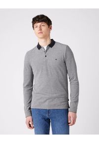 Wrangler - WRANGLER LS REFINED POLO MĘSKA KOSZULKA BLACK W7F9KH100. Typ kołnierza: polo