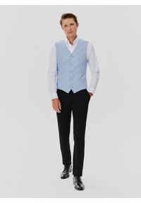 Pako Lorente - PAKO LORENTE – Jednorzędowa kamizelka męska w drobną kratę. Materiał: bawełna, poliester, elastan #2