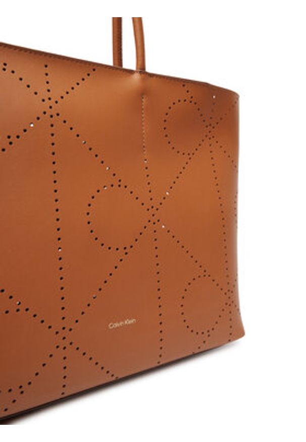Calvin Klein Torebka Emblem Aop Perfor Lthr Tote LV04F3359G Brązowy. Kolor: brązowy. Materiał: skórzane