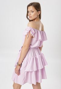 Born2be - Jasnofioletowa Sukienka Neritina. Kolor: fioletowy. Materiał: materiał. Długość rękawa: krótki rękaw. Długość: mini #3