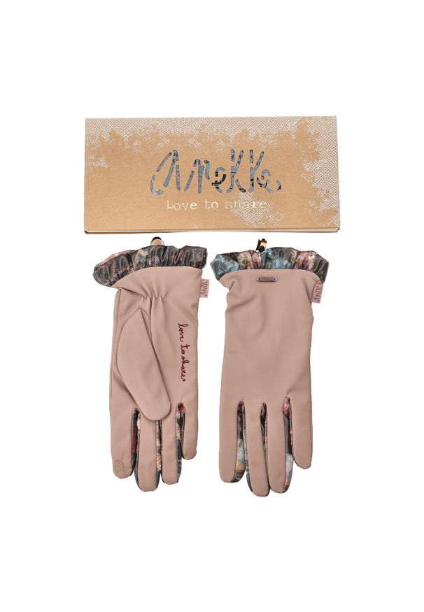Różowe Zimowe Damskie Rękawiczki Anekke. Kolor: różowy. Materiał: materiał. Wzór: aplikacja. Sezon: zima. Styl: casual, elegancki