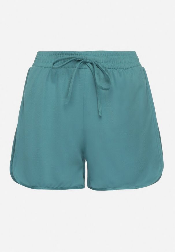 Born2be - Ciemnozielone Szorty z Gumką w Pasie i Ozdobnym Sznurkiem Milarisa. Okazja: na co dzień. Kolor: zielony. Styl: klasyczny, elegancki, casual