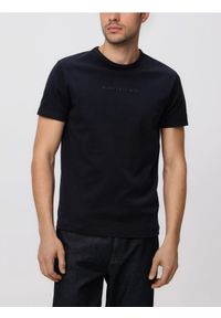 Reserved - T-shirt slim fit z nadrukiem - czarny. Kolor: czarny. Materiał: dzianina, bawełna. Wzór: nadruk #1