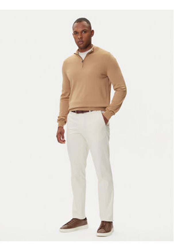 BOSS Sweter Ebenji 50528300 Beżowy Regular Fit. Kolor: beżowy. Materiał: wełna