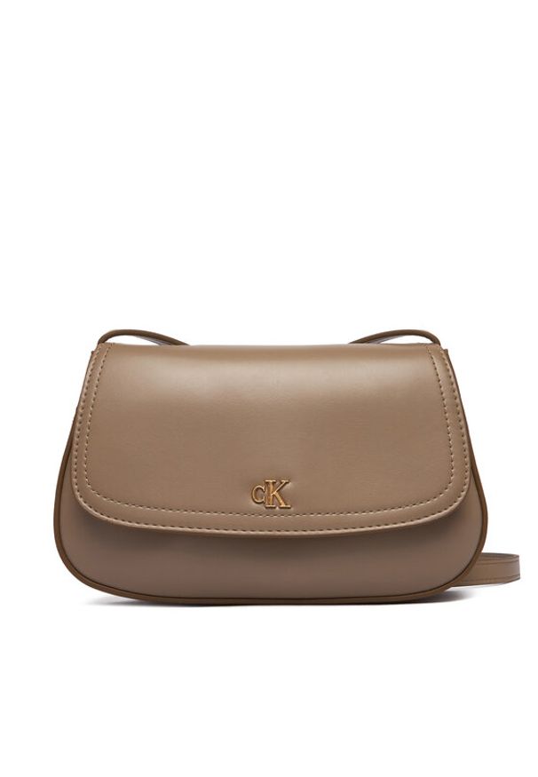 Calvin Klein Torebka Ck Flap Camera Bag LV04F3421G Beżowy. Kolor: beżowy. Materiał: skórzane