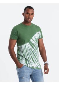 Ombre Clothing - T-shirt męski bawełniany TIE DYE - zielony V3 - Rozmiar: XL. Kolor: zielony. Materiał: bawełna #1