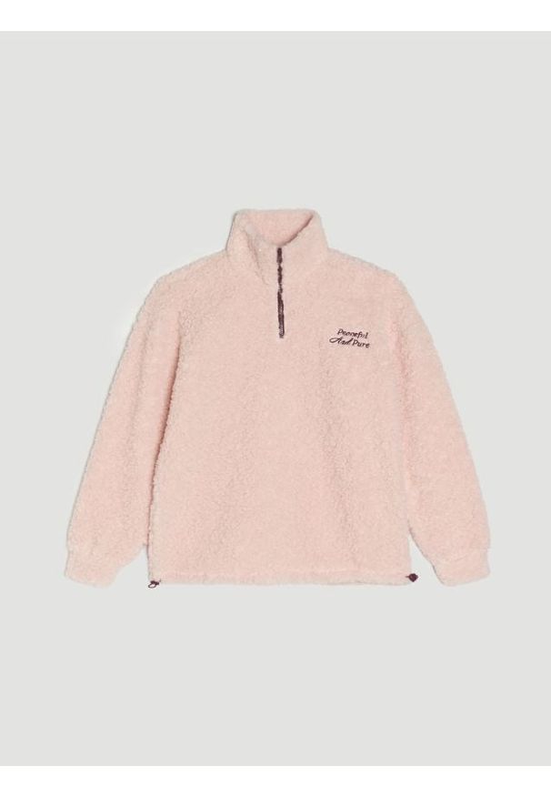 Sinsay - Bluza z kożuszkiem - różowy. Kolor: różowy