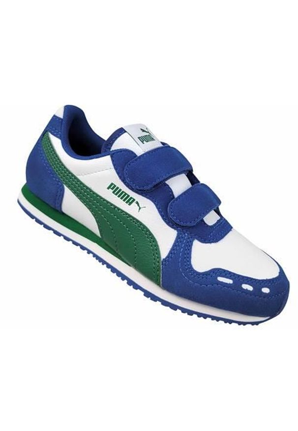 Buty do chodzenia dla dzieci Puma Cabana Racer Sl 20 V Ps. Zapięcie: rzepy. Kolor: biały, wielokolorowy, niebieski. Materiał: guma, materiał, tkanina, syntetyk. Szerokość cholewki: normalna. Sport: turystyka piesza